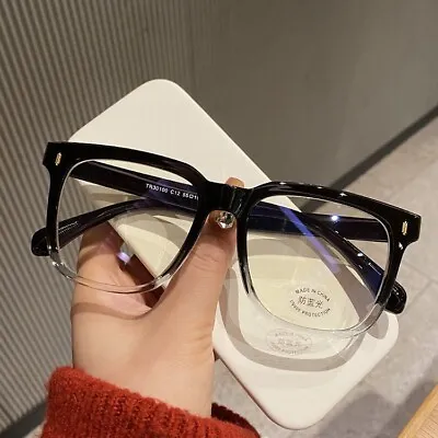NEW Fake Black Square Frame Geek Glasses Clear Lens UV Protection Nerd Unisex UK • £5.99