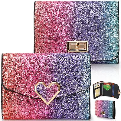 2 Pack Sequins Small Wallet Glitter Cross Buckle Mini Wallet Multicolor Short... • $18.98