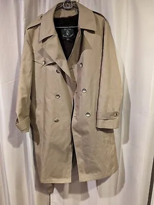 BOTANY WEATHERTOPPER Rain Trench OVER Coat With Belt Removable Lining BEIGE 44 • $38.50
