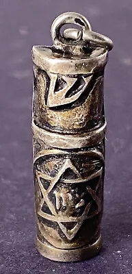 Vintage Sterling Silver Mezuzah Israel Pendant • $49.99
