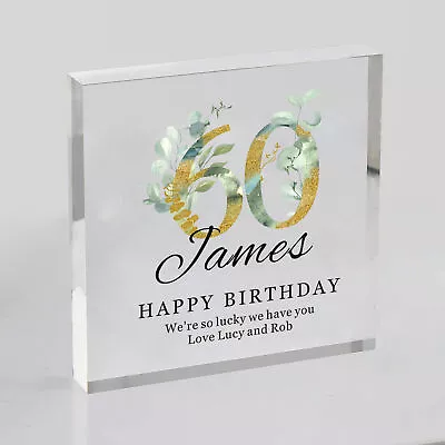 Personalised Birthday Acrylic Block Gift For Dad Mum Daughter Son 18 21 30 40 50 • £7.49