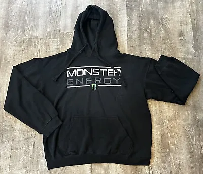 Monster Energy Drink Beast Black Green Logo Pullover Sweatshirt Hoodie Mens L • $25.50