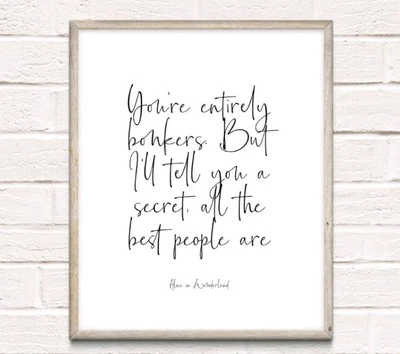 £4.84 • Buy Alice In Wonderland Typography Print Poster Unframed Quote Home Family Nursery
