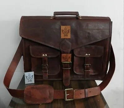 Leather Satchel Messenger Genuine Vintage Man Hand Bag  For Laptop Briefcase • $101.02