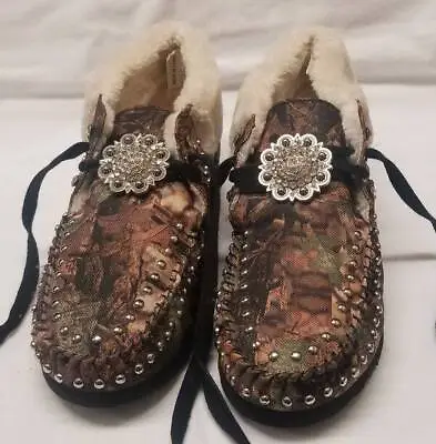 New * Montana West Faux Sherpa Lined Camo Print Moccasins * Sz 7 • $18