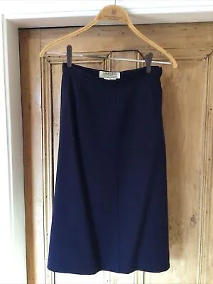 £9.99 • Buy Jaeger Vintage Skirt Pure Wool Blue Fully Lined Size Uk 8 Waist 24”
