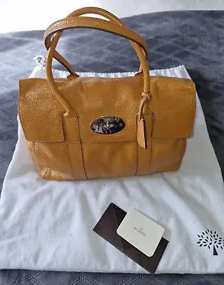 MULBERRY Handbag Grainy Patent Bayswater In Sycamore FREE POST • £180