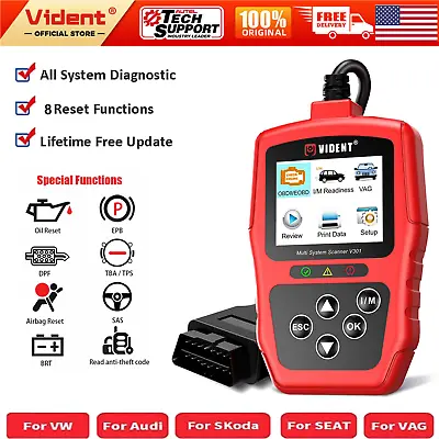 Vident V301 OBD2 Scanner Diagnostic Tool All System Car Code Reader Fit For VW • $45