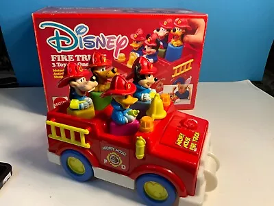 Vintage Mattel Disney Mickey Mouse & Friends Fire Truck 1989 Motorized In Box • $16