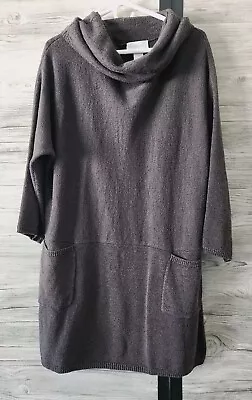 Soft Surroundings Cowl Neck Sweater Dress L XL Pockets Gray Oversize • £9.10