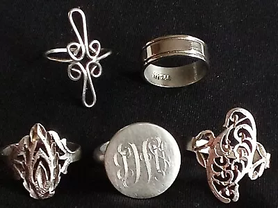 Beautiful 1880s VICTORIAN Handmade Sterling Silver Monogrammed Seal Ring Lot! • $0.99