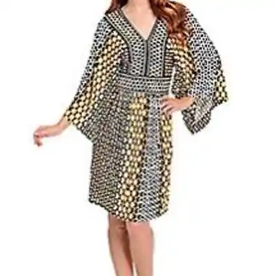 Marc Bouwer Plus Size 2X Printed Knit 3/4 Kimono Sleeve V-Neck Fit Flare Dress • $39