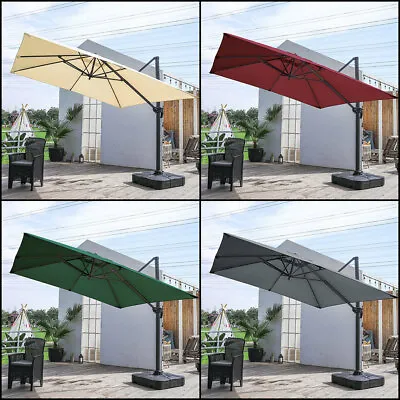 3x3m Large Square Parasol Garden Patio Banana Umbrella Cantilever Hanging Canopy • £55.95