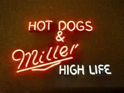 Hot Dog And Miller High Life Neon Sign 19x15 Bar Pub Restaurant Room Wall Decor • $132