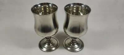 Vintage English Pewter P240 Lunt Goblet Wine Water Cup Heavy No Monogram Lot Of2 • $40