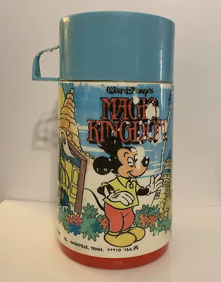Vintage 1979 Disney MAGIC KINGDOM Mickey Mouse Aladdin Lunch Box Thermos • $8.99