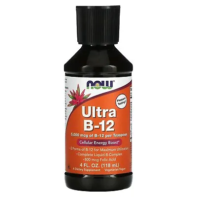 Now Foods Ultra B-12 5 000 Mcg 4 Fl Oz 118 Ml GMP Quality Assured Kosher • $14.99