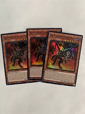 Yugioh X3 Red-Eyes Black Meteor Dragon DUNE-EN095 Super Rare 1st Ed. PLAYSET • $12.95