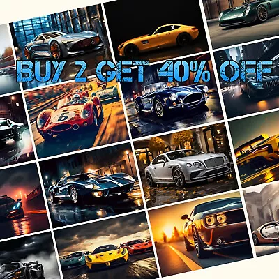 50 Sport Supercars Car Poster Racing Print Wall Art Size A4 A3 • £8.95