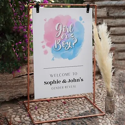 Gender Reveal Personalised Baby Shower Welcome Sign Display Poster Print A5-a1 • £4.99