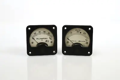 Early Milliamperes DC Volts DC Gauge Meter & Volts VU Meter Matched Set • $149.99