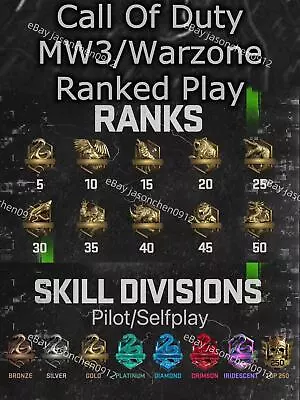 Call Of Duty MW3/ Warzone Ranked Boost Resurgence/Multiple RS IRIDESCENT  • $10