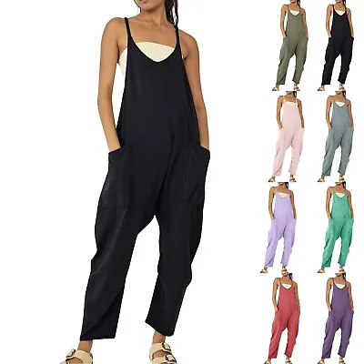 $33.16 • Buy Womens Summer Jumpsuit Sleeveless Loose Comfortable Strap Jumpsuit With Pockets
