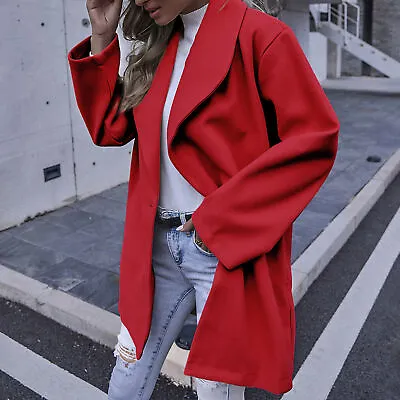 Women Overcoat Long Comfortable Wearing Woolen Button Long Women Greatcoat Coat • $85.72