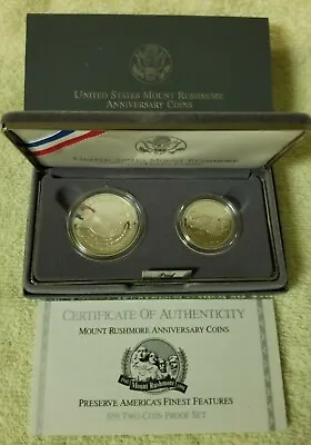 1991 Mount Rushmore Anniversary 2 Coin Proof Set Silver $1 & Silver Half Dollar • $48