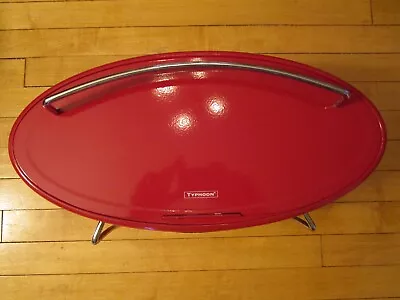 Typhoon Footed Bread Box Space Age Retro Style Red W/ Silvertone Metal 18 L • $79