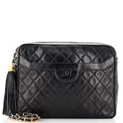 Chanel Vintage Front Pocket Camera Bag Quilted Lambskin Medium Black • $1446.90