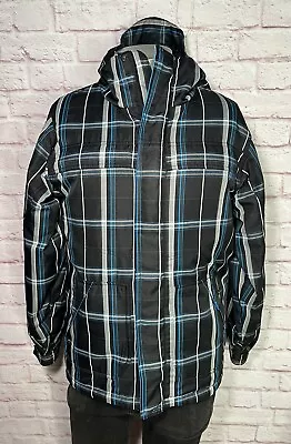 Ripzone Jakcet Men's Small Core 5000 Mm Blue Plaid Hooded Ski Snowboard • $19.90