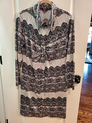 V By Eva Black Lace Pattern Jersey Shift Dress -- Size L • $24