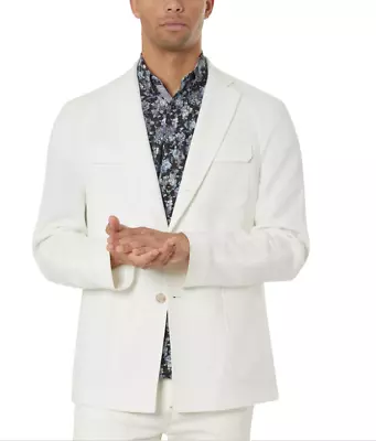 Tallia Mens Slim Fit White Textured Sport Coat 44L • $39.38