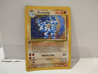 Machamp 8/102 Base Set Holo 1999 WOTC HP Vintage Pokemon Tcg Card - HD Photos • £7.50
