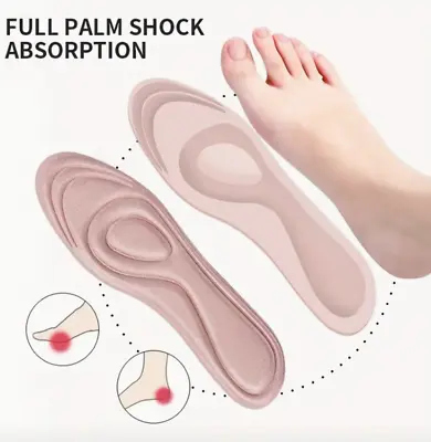 4D Memory Foam Insoles Orthopaedic Shoe Pads Comfort Foot Feet Heel Comfortable • £2.99