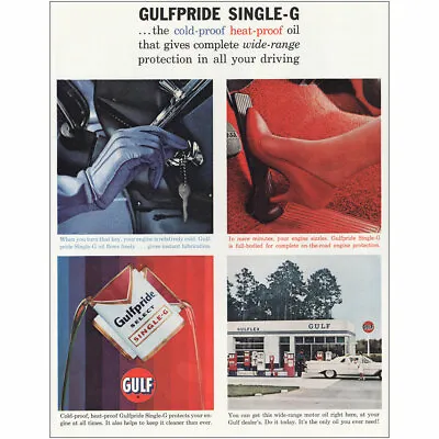 1961 Gulfpride Oil: Cold Proof Heat Proof All Your Driving Vintage Print Ad • $8.75