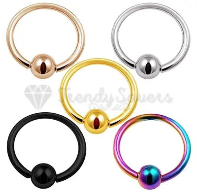 5PCS BCR Captive Bead Gold Hoop Surgical 16g Ball Silver Earrings Nose Rings • £4.99