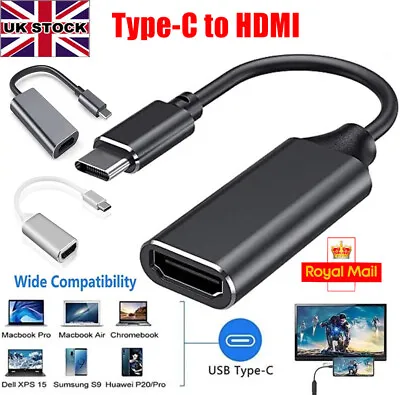 USB Type C To HDMI Female 4K HD TV Video Converter For Macbook Samsung-UK STOCK • £4.69