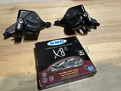 Microshift 3x8 Shifters And New KMC 8 Speed Chain • $15