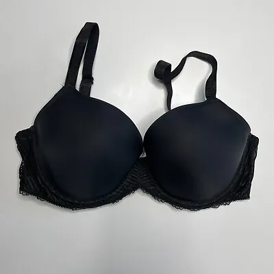 Wacoal La Femme Underwire T-Shirt Bra 34DD Satin Padded Black Adjustable 853117 • $23