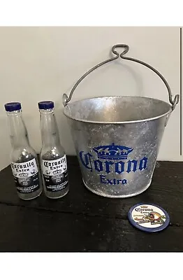 Corona Metal Beer Bucket And Salt And Pepper Shaker Bottles Set Jimmy Buffet Pin • $25