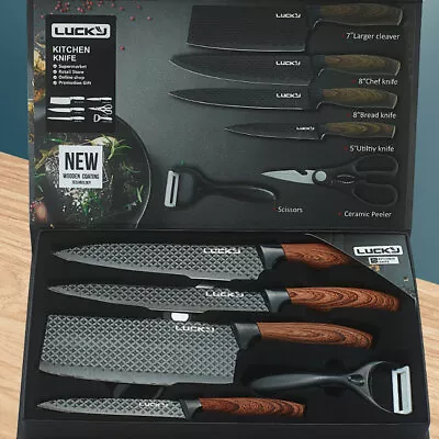 6 Pieces Kitchen Knife Set Everich Chef Knives Stainless Steel Nonstick Scissor • $28.98