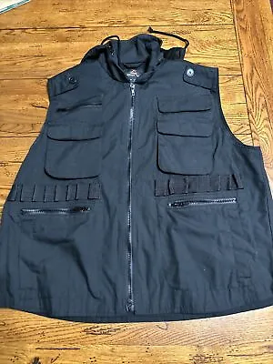 Rothco Ranger Tactical Vest Black Pockets Full Zip Mens Size Large Hooded D9 • $29.99