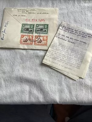 Interesting Vintage Letter From Uganda Africa To Malaga New Jersey Stamp On Back • £4.72