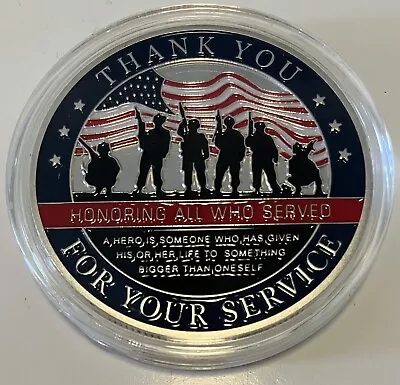 VETERANS Silver Thank You Coin - Military - American Pride - Flag - Eagle • $3.95