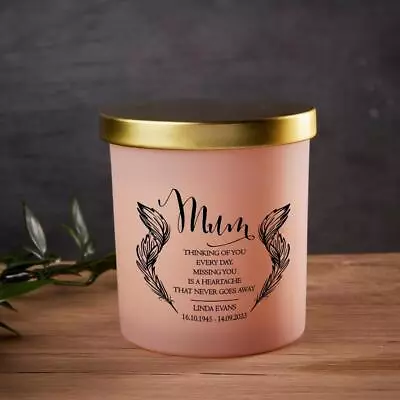 Beautiful Pink Mum Memorial Remembrance Personalised Candle Gift STC-10 • £14.99