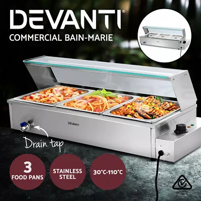 Devanti Commercial Food Warmer Bain Marie Electric Buffet Pan Stainless Steel • $206.95