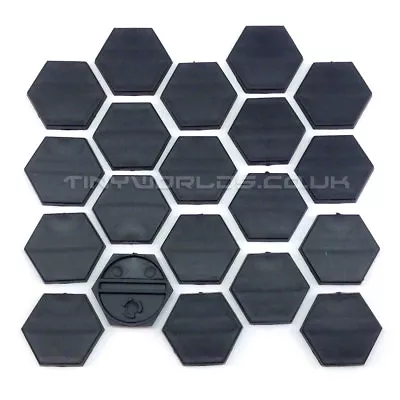 30mm Hexagonal Black Plastic Miniature Bases - Warhammer Wargames Hex Battletech • £4.99