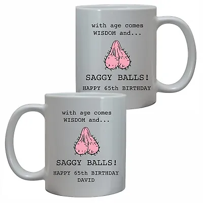 £10.95 • Buy 65th Birthday Mug With Age Comes Wisdom Rude Funny Personalised Gift For Him/men